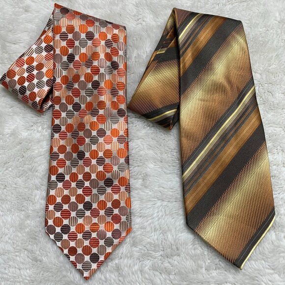 Aurelio Valentino Italy Set of Silk Ties Striped and Polka Dots - Picture 1 of 4